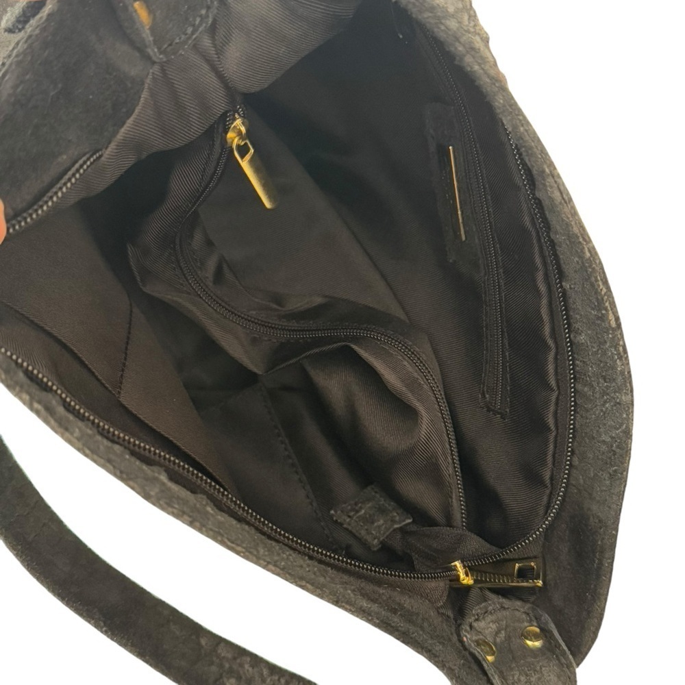 Anna Morellini Dania Shopper Black Cow Leather Crossbody Shoulder Bag Made Italy - Picture 7 of 11